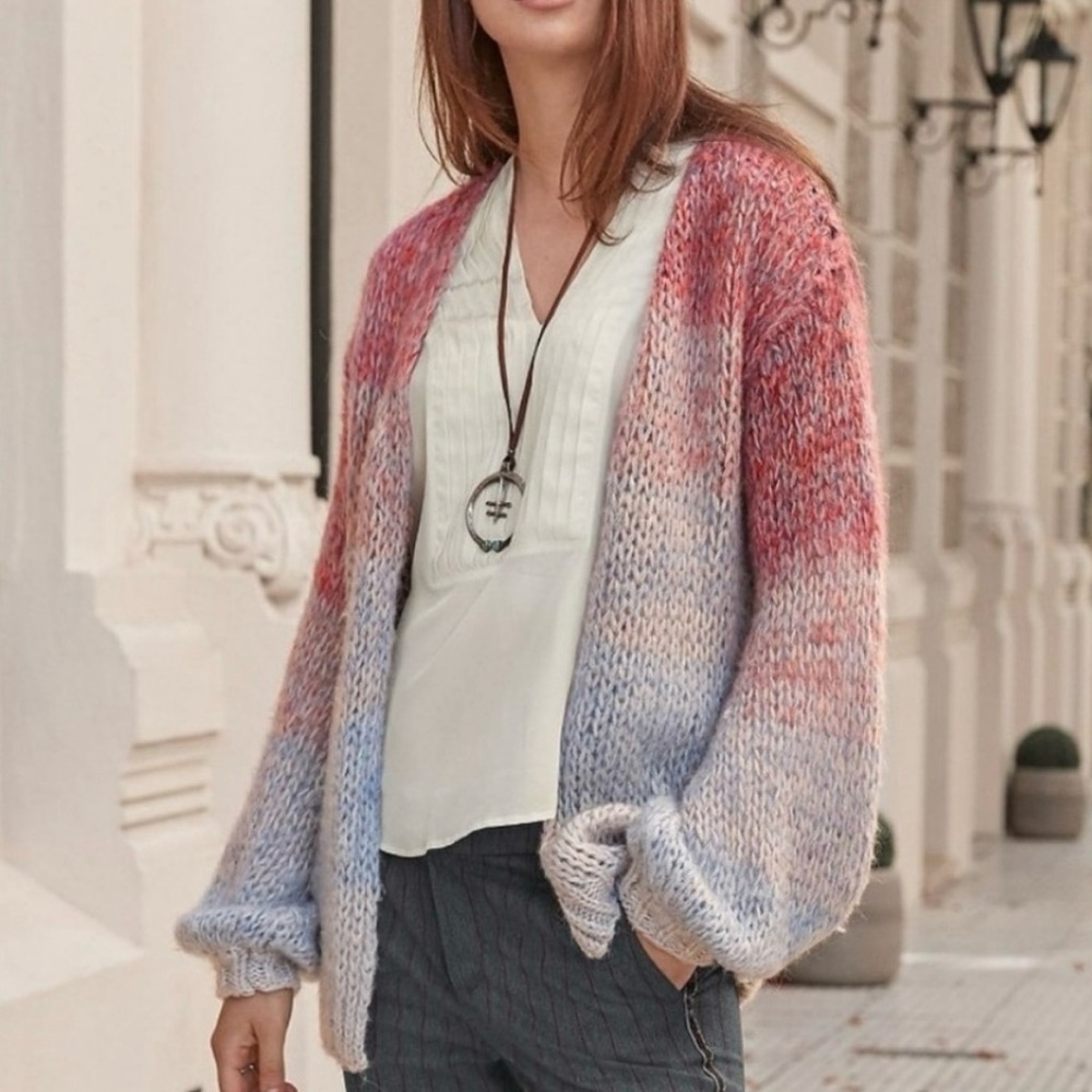 Sundance Ombre Wool Blend Knit Chunky Boho Hippie Open Front Cardigan Size M/L - Picture 1 of 7